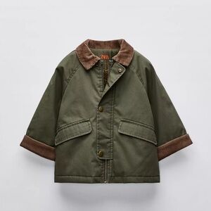 ZARA Corduroy Collar Waxed Jacket (2T)